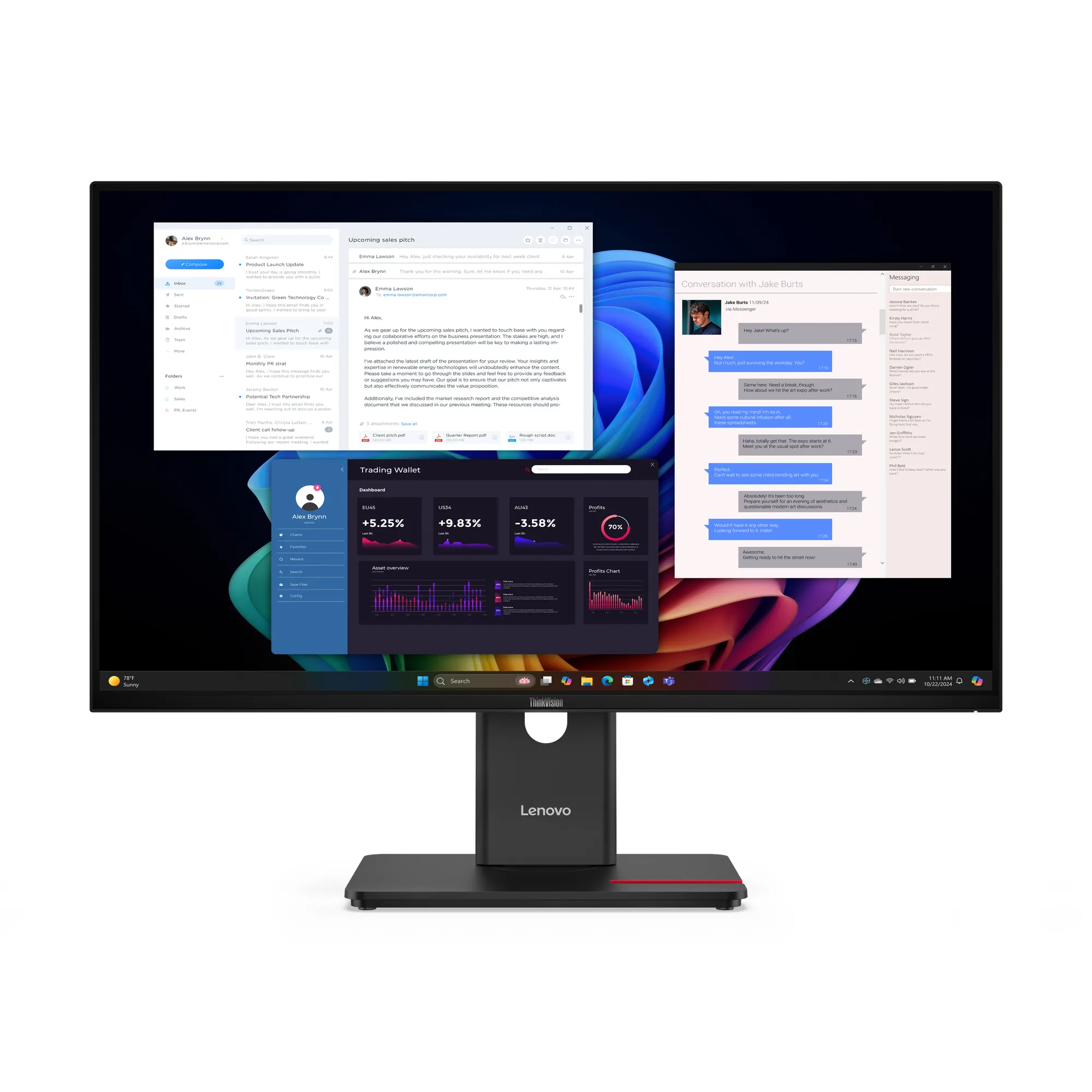 LENOVO ThinkVision T27UD-40 27inch 3840x2160 IPS USB-C docking 96W Epeat Gold TCO10